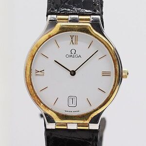 Dead Stock Class Operation Omega De Ville Yg×ss QZ White Dial Men's Watch